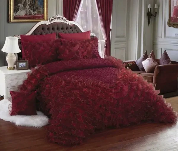 Hot selling home textile bedding products super soft Wedding  lace bed cover is quilted wedding bedding set - Image 4