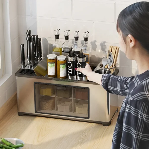 Kitchen Shelves Spice Shelf Combination Set Pink Seasoning Spice Jar Storage Rack - Image 2