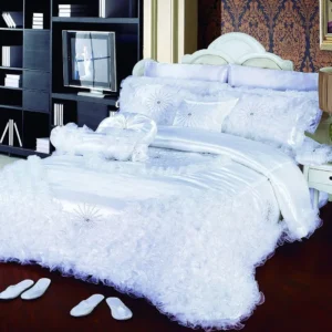Hot selling home textile bedding products super soft Wedding lace bed cover is quilted wedding bedding set