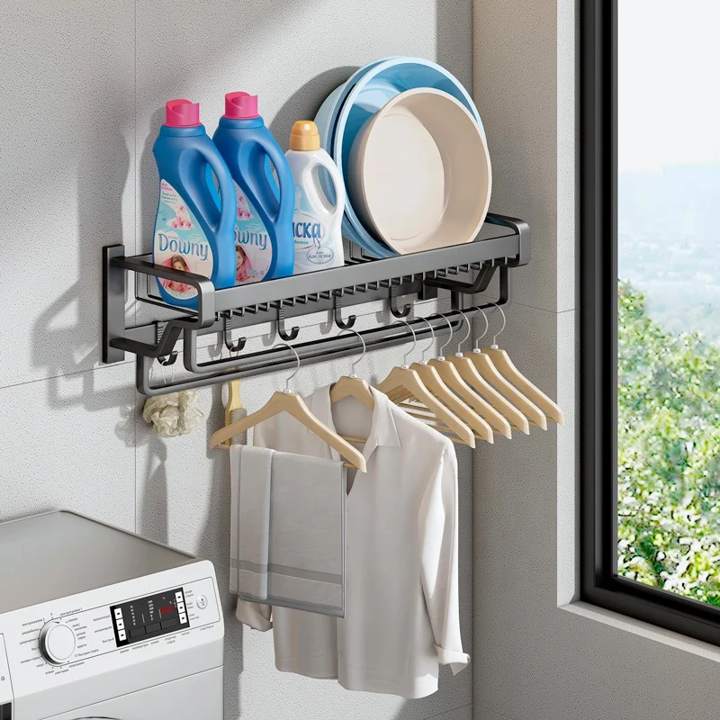 3tier multi corner shower caddy metal wall mount hanging bathroom shelves storage shelf folding towel organizer drying rack set - Image 3