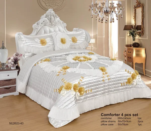 Embroidered Lace 3-Piece Bedding Set Middle East Style Wedding Ensemble - Image 2