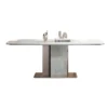 White Top Dining Table Set Rectangle Marble Dining Table Dining Room Furniture Titanium Steel Rock Board Material - Image 4