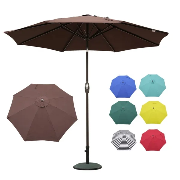 9' Outdoor Market Patio Umbrella with Auto Tilt Crank Large Sun Umbrella with Pole Fade resistant canopy Easy to set - Image 6