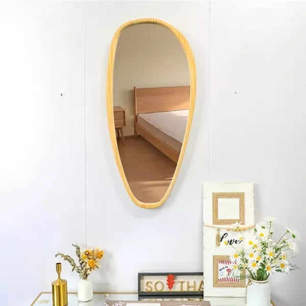 45X90CM S3 New Design Irregular Decorative Wall Mirror Simple Wood Frame Hanging Art Decor Mirror - Image 2