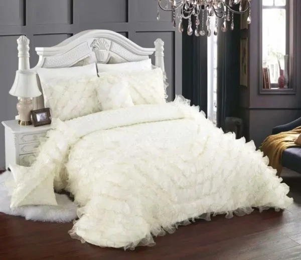 Hot selling home textile bedding products super soft Wedding  lace bed cover is quilted wedding bedding set - Image 5