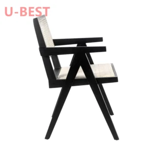 U-Best Furniture Modern Indoor Balcony Courtyard Lounge Chair Black Armchair Wooden Leisure Chair