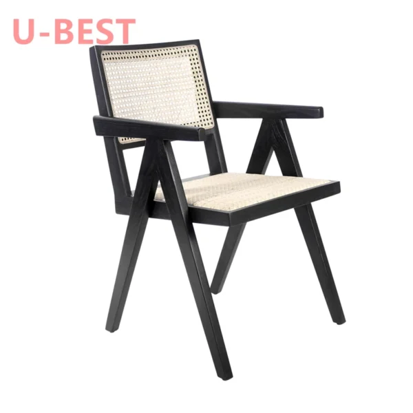 U-Best Furniture Modern Indoor Balcony Courtyard Lounge Chair Black Armchair Wooden Leisure Chair - Image 5