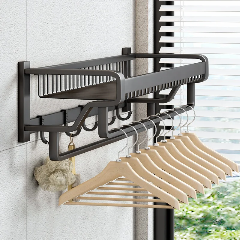 3tier multi corner shower caddy metal wall mount hanging bathroom shelves storage shelf folding towel organizer drying rack set - Image 2