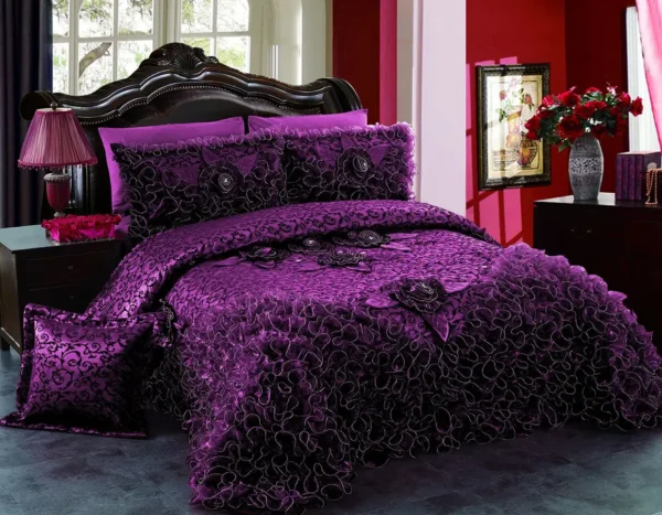 2023 new hot selling home textile bedding products super soft Wedding 4 piece set for  home - style lace - Image 5