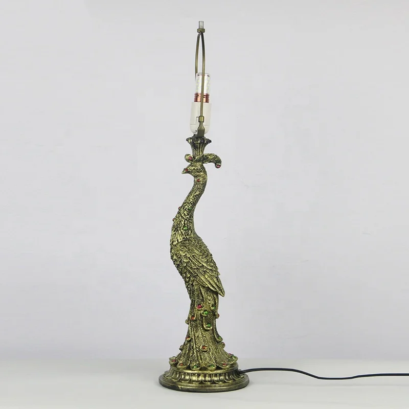 LongHuiJing TiffanyStyle Jeweled Harlequin Peacock Stained Glass Accent Lamp Blue NEW - Image 3