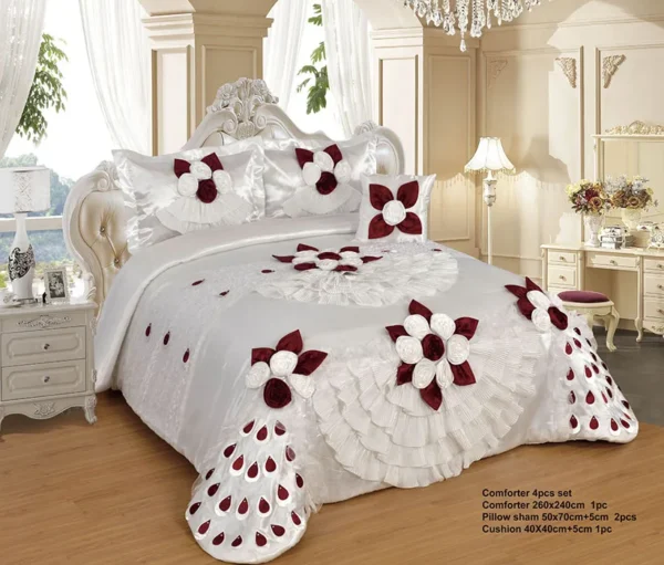 Embroidered Lace 3-Piece Bedding Set Middle East Style Wedding Ensemble - Image 4