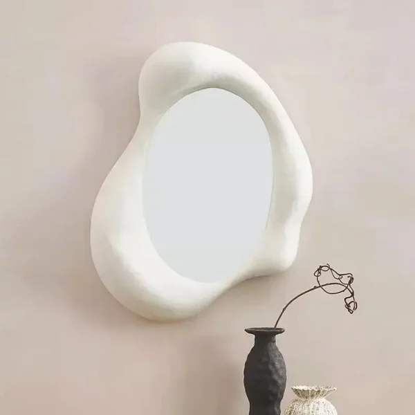 45x65cm Smooth wood framed decorative wall mirrors durable solid wooden irregular wall mirror for living room - Image 6