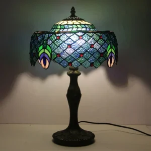 LongHuiJing Dragonfly Stained Glass Desk Lamps Multicolored Brown Table Lamp handmade stained glass Wisteria lampshade lights
