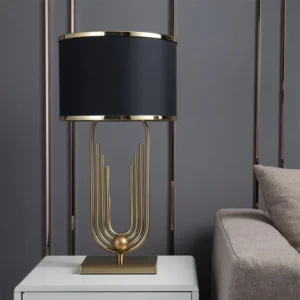 Hotel luxury modern black fabric lamp shade desk lamp home decorative night light bedside table lamp