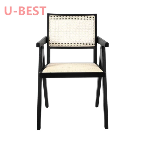 U-Best Furniture Modern Indoor Balcony Courtyard Lounge Chair Black Armchair Wooden Leisure Chair - Image 6