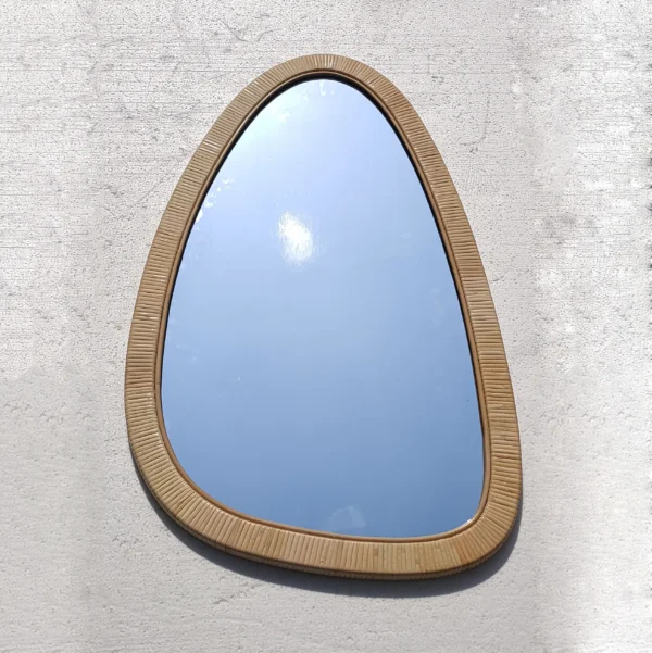 110x65 Modern Simplistic Decorative Art Home Decor Handcrafted Natural Rattan-Framed Large Wall Mirror For Bathroom Living Room