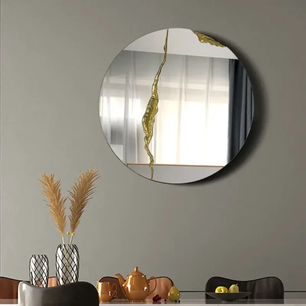 60cm new large wall bedroom high gloss gold mirrors bathroom home luxury art house decoration modern - Image 2