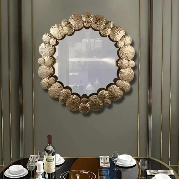 60CM Hot Saling Retro Light Luxury Decor Mirror Sofa Decoration Creative Stainless Steel Wall Mirror - Image 2