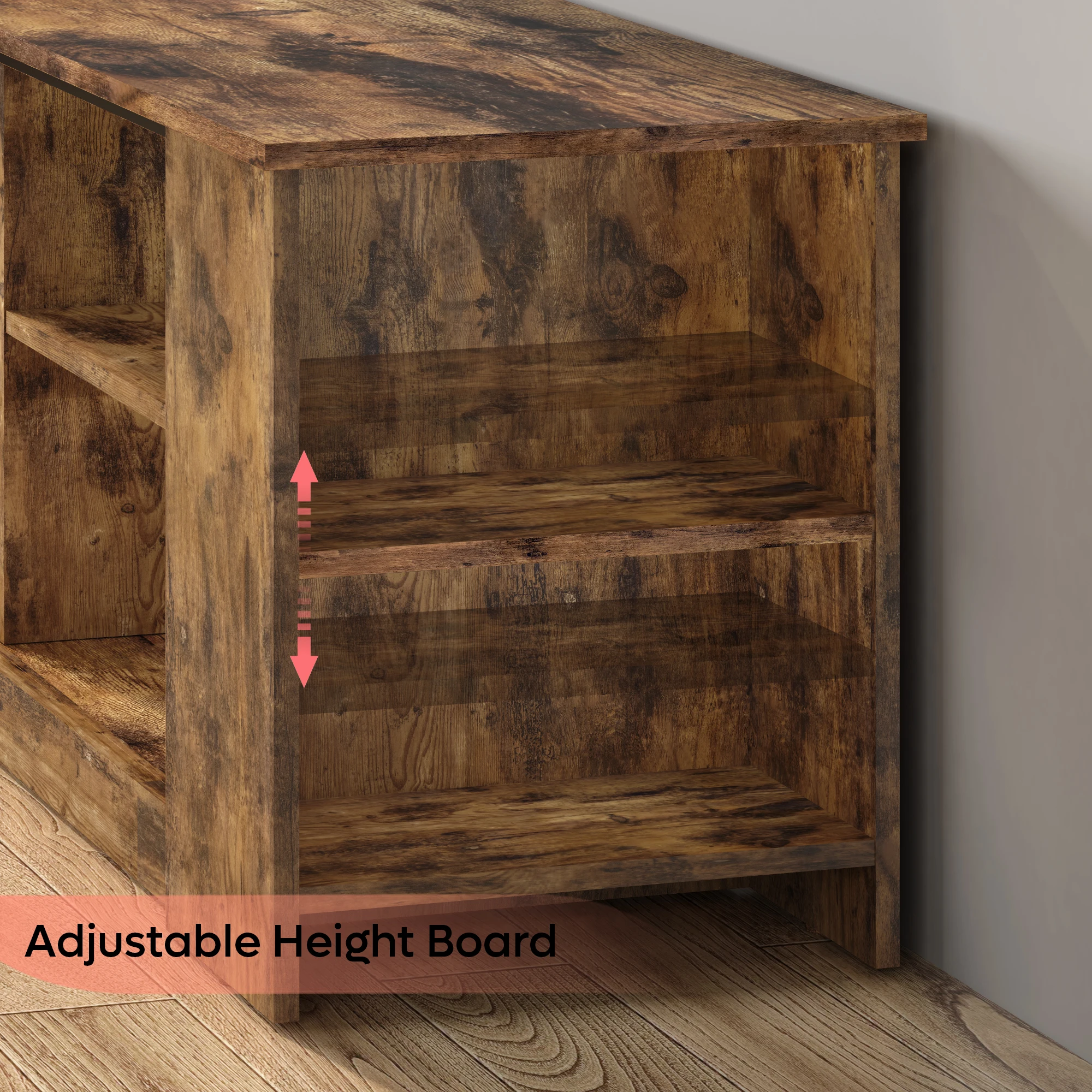 Modern High Gloss Wooden Tv Stand Tea Table Tv Cabinet Console Set With Storage Rack For Living Room - Image 4