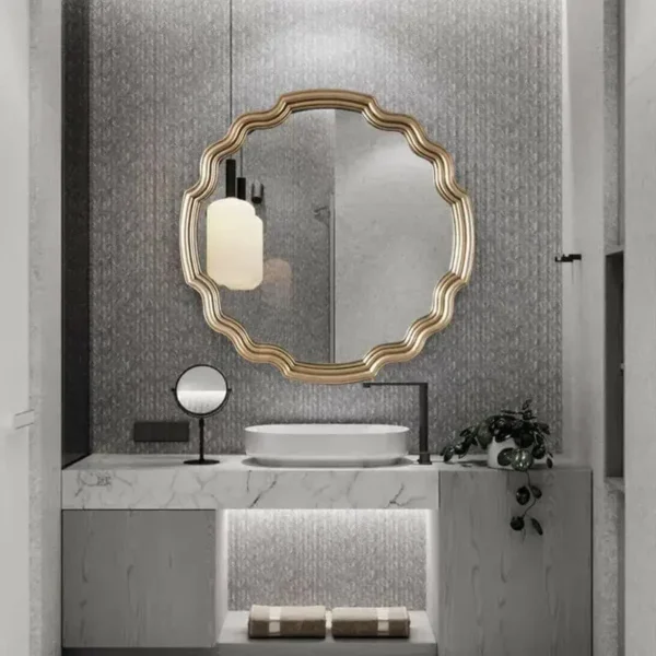 65*65cm New Design LED Light Bathroom mirror Nordic porch decoration mirror European vintage wall hanging dressing mirror - Image 3