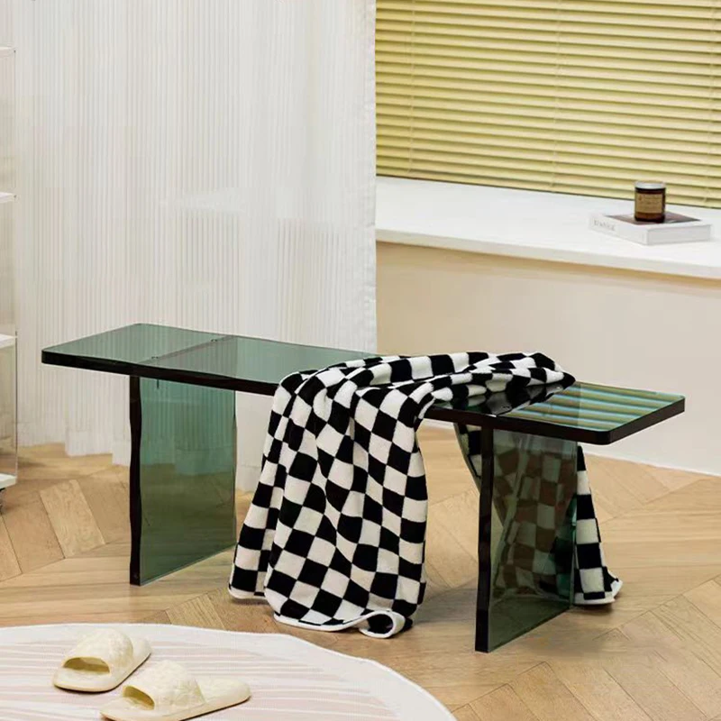 Creative Acrylic Bench Home Bedroom Bed End Stool Long Shoe Changing Chair