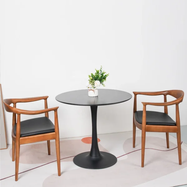 Modern American Kennedy armchair Office chair with PU leather cushion chaises de salle a manger en bois massif - Image 5