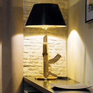Restaurant hotel bedroom decorative standing table lamp resin made living room modern luxury gold gun shape table lamp