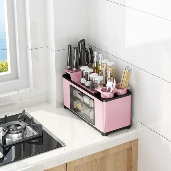 Kitchen Shelves Spice Shelf Combination Set Pink Seasoning Spice Jar Storage Rack - Image 6