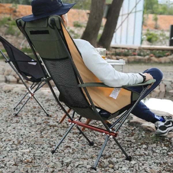 design aluminum alloy ultralight high back reclining outdoor foldable portable lightweight folding beach camping moon chair