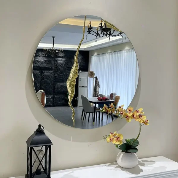 60cm new large wall bedroom high gloss gold mirrors bathroom home luxury art house decoration modern - Image 5