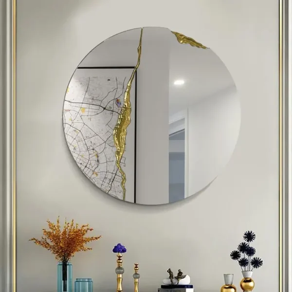 60cm new large wall bedroom high gloss gold mirrors bathroom home luxury art house decoration modern - Image 4