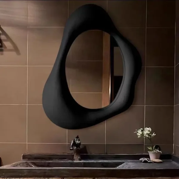 45x65cm Smooth wood framed decorative wall mirrors durable solid wooden irregular wall mirror for living room - Image 3