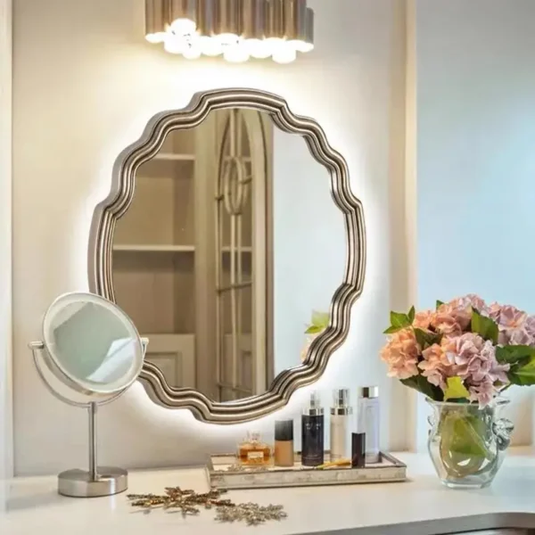 65*65cm New Design LED Light Bathroom mirror Nordic porch decoration mirror European vintage wall hanging dressing mirror - Image 6
