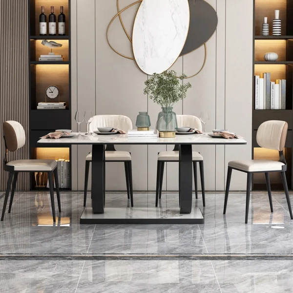 Light Luxury Dining Tables Marble Top Dining Room Sets Modern With Base Luxury Dining Table Home Furniture - Image 6