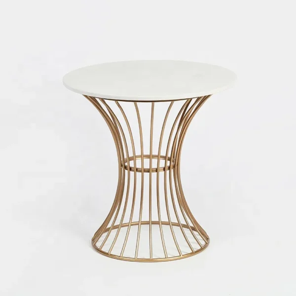 White Round Modern Nordic Center Coffee Side Table Home Furniture Dining Table Base Gold Nordic Style European 2pcs 52*52*60cm - Image 4