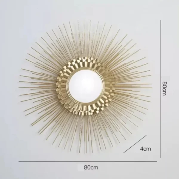 80cm Living Room Background Gold Frame Round Metal Wall Mirror Art Home Decorated Wall Hanging Mirror