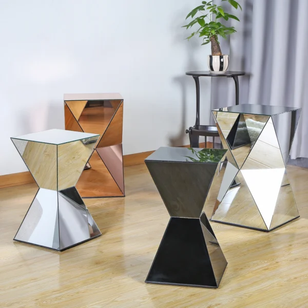 27X46CM designer mirrored creative tea wine flower plant lamp smart coffee floor standing end glass side corner table - Image 3