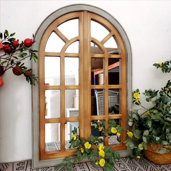 60*89cm  vintage wall decoration wood mirror false window wall decoration simulated moroccan window - Image 6