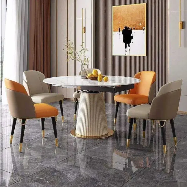 Original Functional Design Dining Room Furniture Extendable Round Dinning Table Modern Dining Tables Set - Image 6