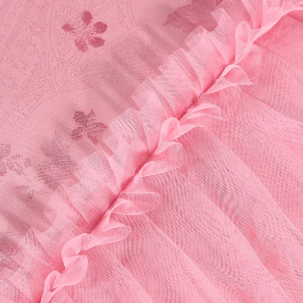 American style Cotton Multi Layers Embroidery Lace Princess Cute Pink Wedding Bedding Set - Image 3