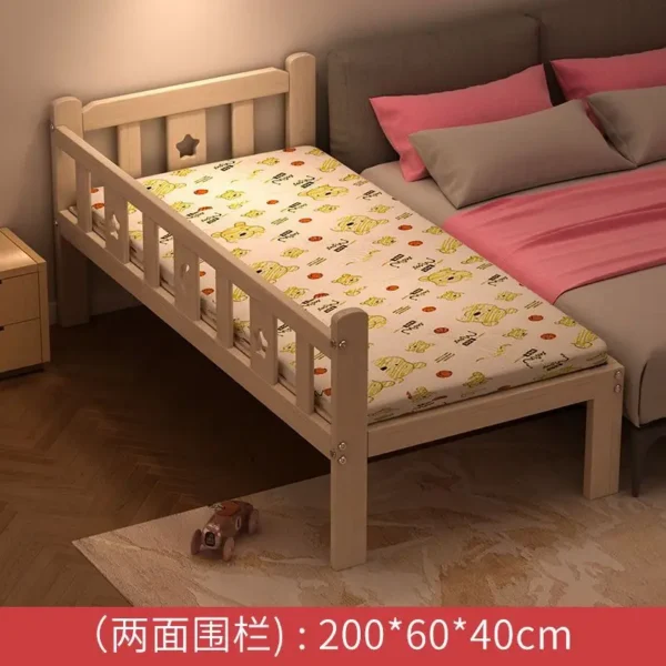 Safe no edges widened solid wood children's bed splicing large bed stable detachable solid wood children's bed - Image 4