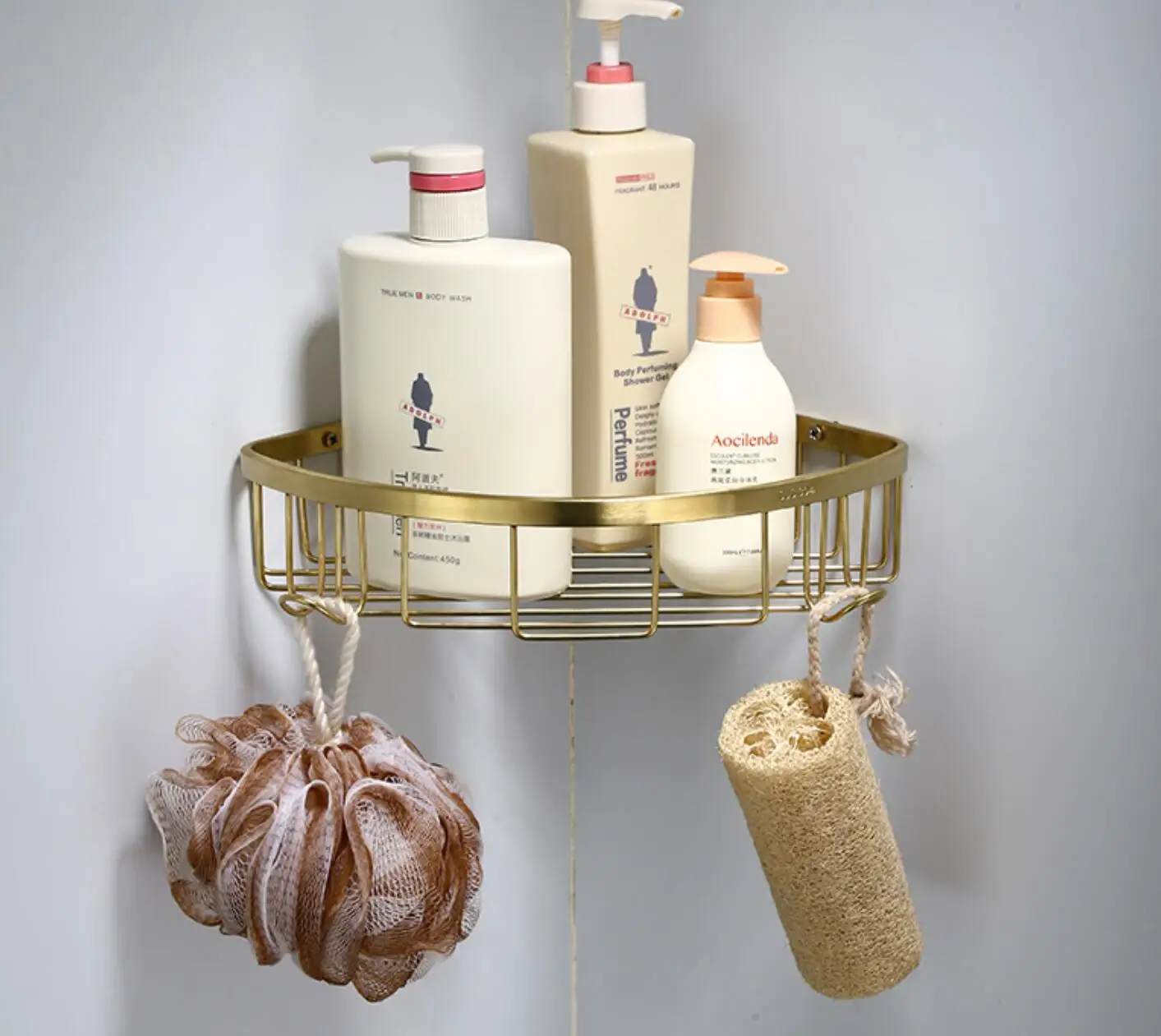 Bathroom Hardware Double Bath Towel Bar Rack Shelf Caddy Accessory Set Brushed Gold Stainless Steel Towel Bar Set 9 pieces - Image 3