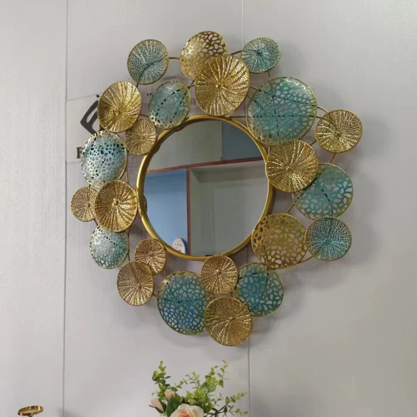 84cm factory price European round mirror living room lotus leaf frame wall hanging mirror porch sofa wall hanging decorate - Image 5