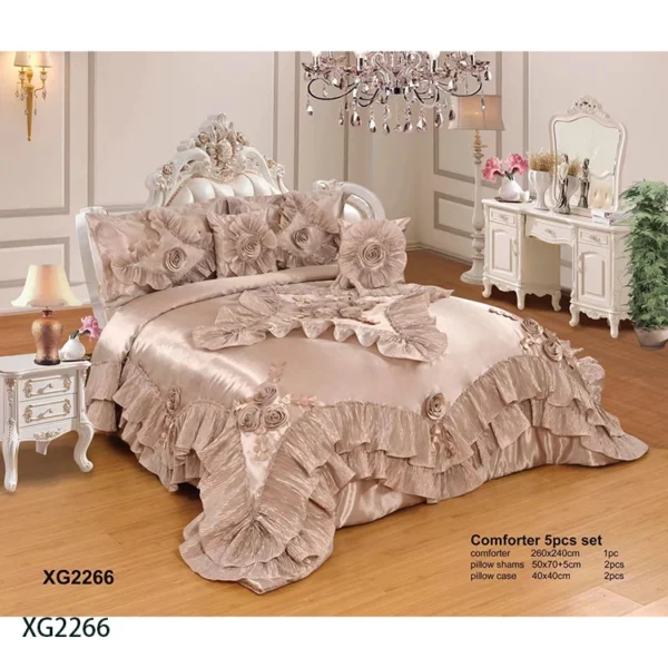 Hot sale Home wedding Embroidery Polyester Blend Lace Set Bedspread bed skirt home textiles >  bedding >  quilts - Image 2