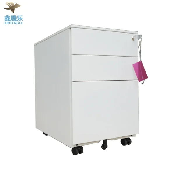 Guangzhou facetory direct sale high quality office 3 box drawers white mobile pedestal file cabinet with wheels - Image 4