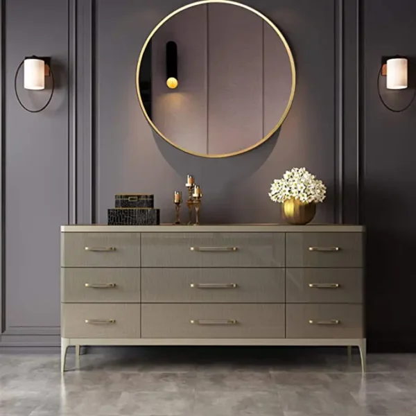 16 Inch Decorative Circle Gold Wall Hanging Mirrors Round Wall Mirror with Brushed Metal Frame for Bathroom - Image 3
