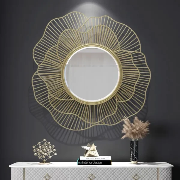 85x75cm big flower Hot Trend Iron Mirror Hanging Decorative Mirror large Wall Mirror Furniture With Eye-catching Design - Image 6