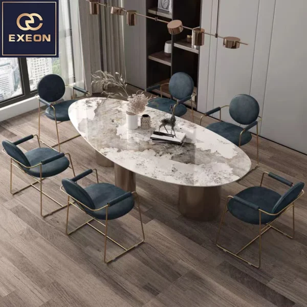 Italian Luxury Stainless Steel Dining Chair Modern Velvet Fabric Dining Chair Comfortable Back Metal Dining Chair
