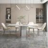 White Top Dining Table Set Rectangle Marble Dining Table Dining Room Furniture Titanium Steel Rock Board Material
