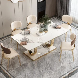 Hot Sale Customizable New Luxury Modern Dining Room Home Furniture Dining Marble luxury dining table set